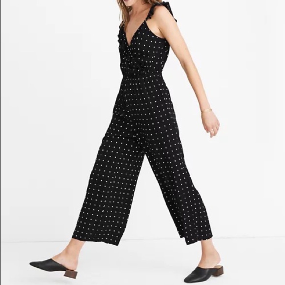Ruffle-Front Wrap Jumpsuit In Grid Dot - image 2